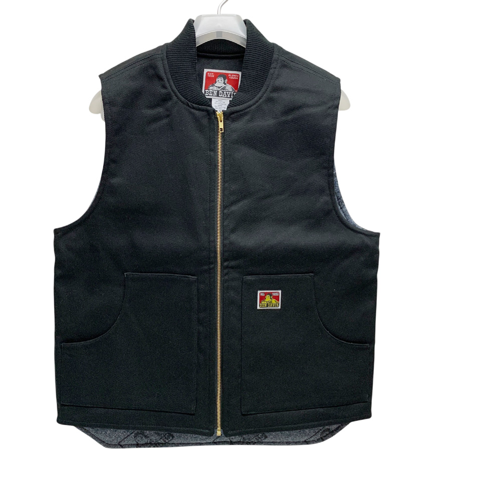 USA製 ベンデイビス ベスト　ダック生地　ブラック BEN DAVIS（ベンデイビス） ワークベスト LINED WORK VEST アメリカ