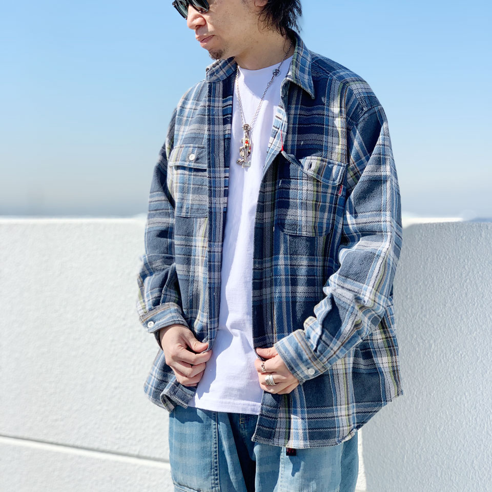 SALE セール 全3色 ビッグマック BIG MAC ネルシャツ チェックシャツ FLANNEL CHECK L/S SHIRT フランネルシャツ  グレー ネイビー サックス GREY NAVY SAX BLUE