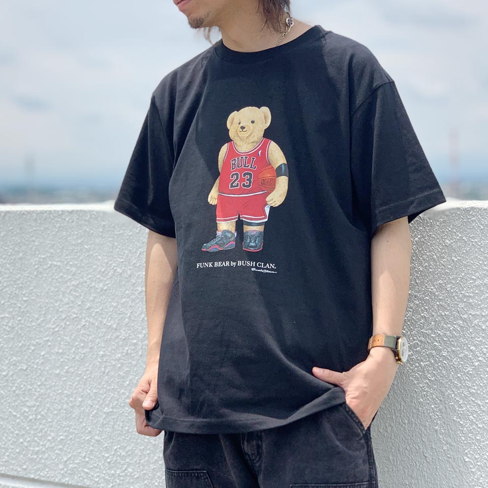 全2色 ブッシュクラン BUSH CLAN Tシャツ FUNK BEAR MJ BEAR S/S Tee ファンクベア クマ ブラック 黒 BLACK アッシュ グレー ASH GREY 灰色｜mr-vibes｜02