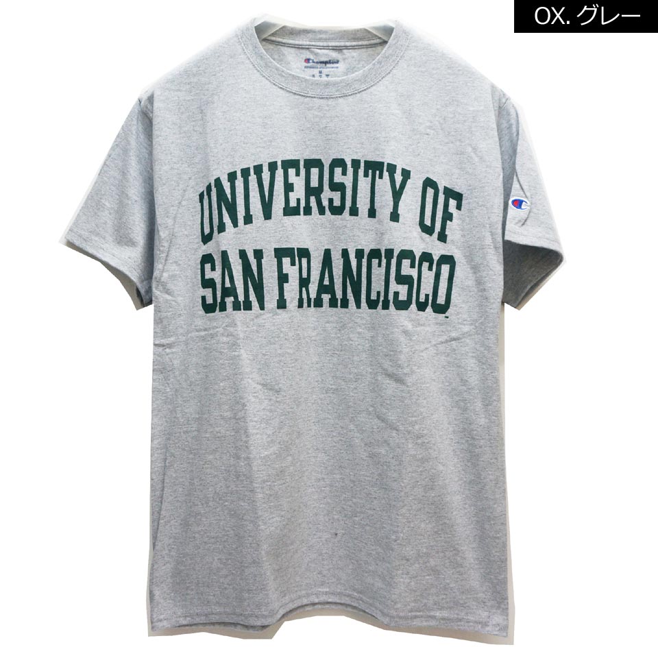 チャンピオン CHAMPION US企画 カレッジ Tシャツ COLLEGE LOGO S/S Tee SAN FRANCISCO  UNIVERSITY サンフランシスコ大学 グリーン オックスフォードグレー