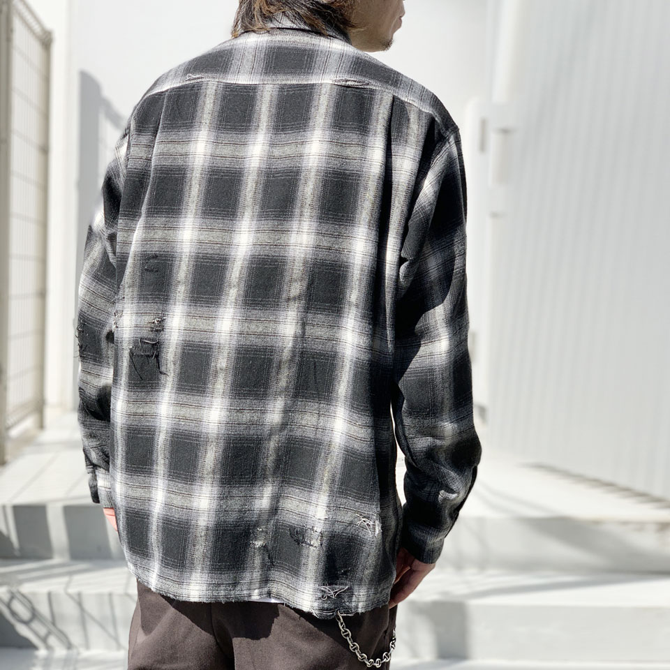 ダンリバー DAN RIVER オンブレチェックシャツ ネルシャツ WORN-OUT ダンリバー DAN RIVER オンブレチェックシャツ ネルシャツ WORN-OUT