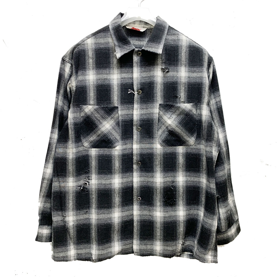 ダンリバー DAN RIVER オンブレチェックシャツ ネルシャツ WORN-OUT