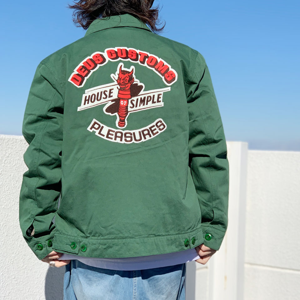 SALE セール デウスエクスマキナ DEUS EX MACHINA ワークジャケット PLEASURES WORK JACKET アウター  ワークグリーン オリーブ カーキ WORK GREEN DMP236706