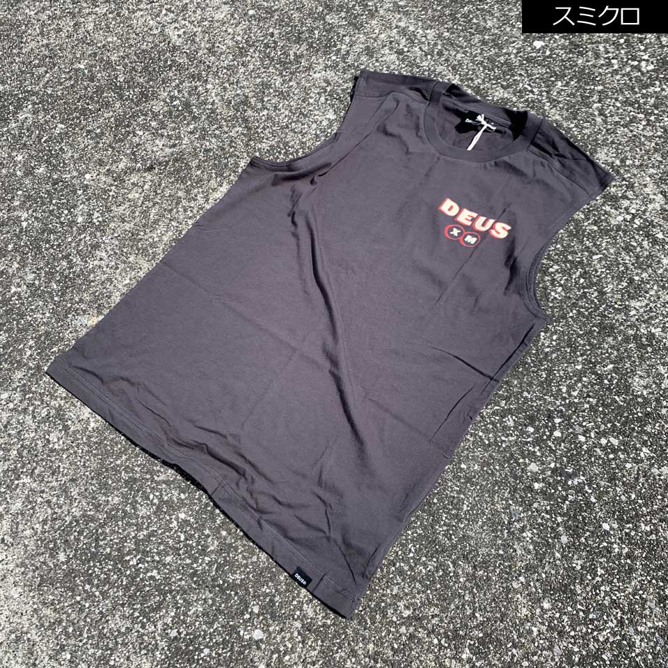 全2色 デウスエクスマキナ DEUS EX MACHINA タンクトップ ノースリーブ THINKER MUSCLE スミクロ ブラック ダークオリーブ DARK OLIVE DMP231771B | DEUS EX MACHINA | 01