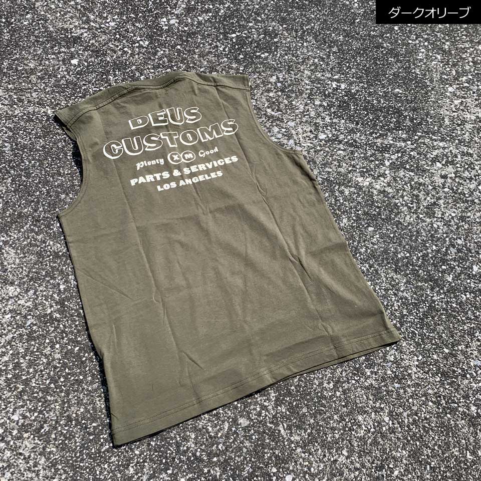 全2色 デウスエクスマキナ DEUS EX MACHINA タンクトップ ノースリーブ THINKER MUSCLE スミクロ ブラック ダークオリーブ DARK OLIVE DMP231771B | DEUS EX MACHINA | 02