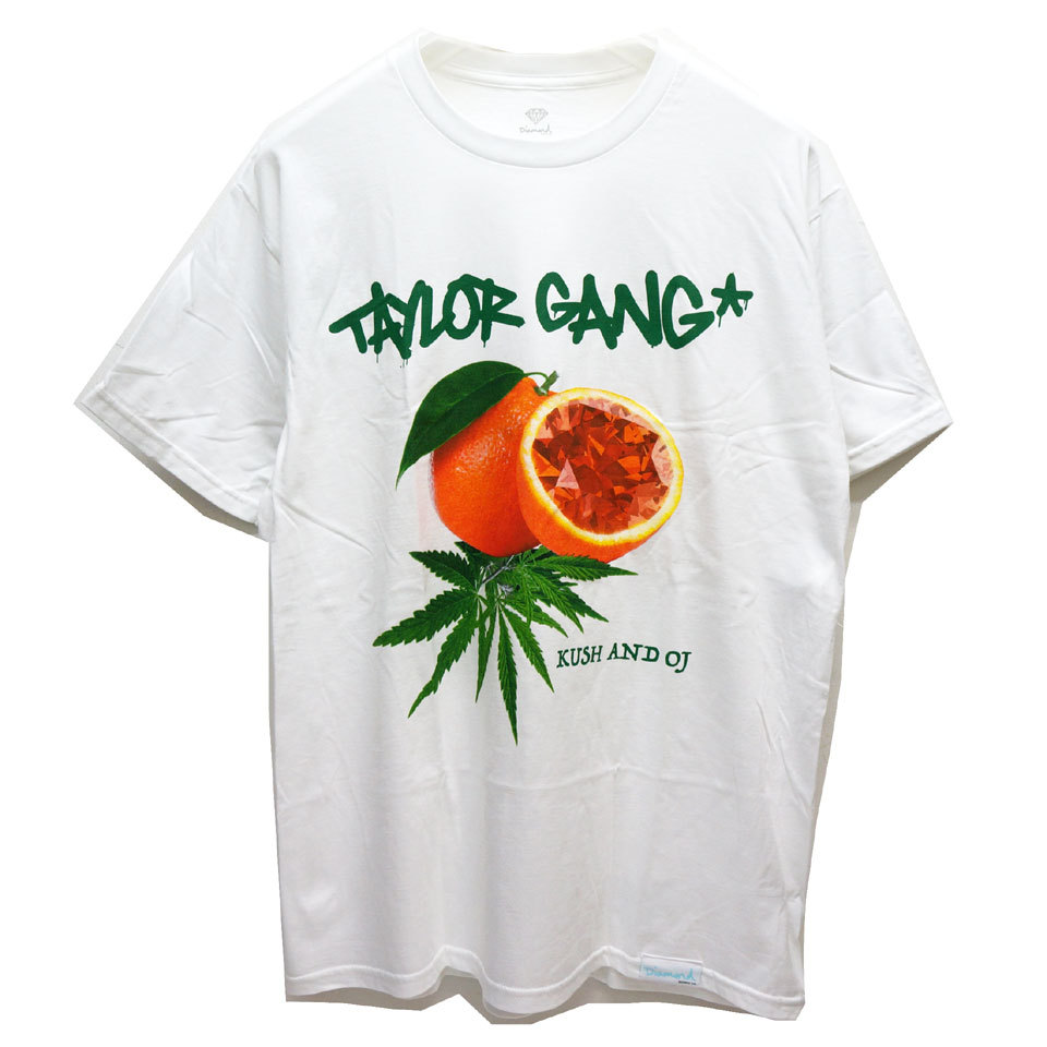 全2色 ダイアモンドサプライ DIAMOND SUPPLY Co. Tシャツ TAYLOR GANG ORANGE & KUSH S/S Tee 半袖 ウィズカリファ WIZ KHALIFA コラボ ホワイト  ゴールド｜mr-vibes｜02