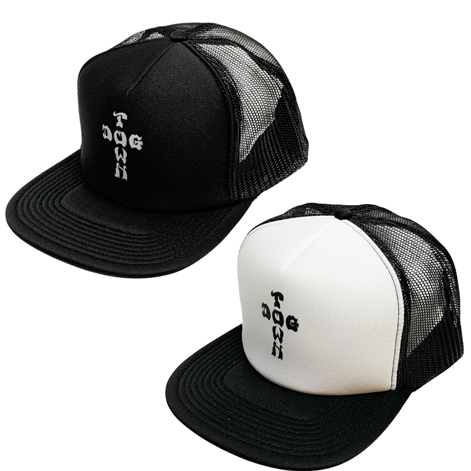 PASSPORT メッシュキャップ　ブラック DOGTOWN（ドッグタウン） メッシュキャップ DT CROSS LETTER FLIP HAT