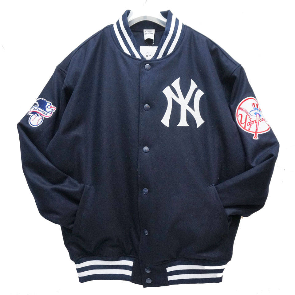 ファナティクス FANATICS スタジアムジャケット スタジャン NY YANKEES MELTON STADIUM JACKET アウター  中綿ジャケット ネイビー 紺 NAVY