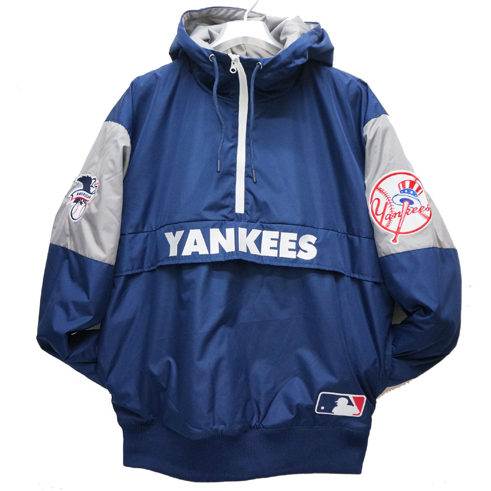 ファナティクス FANATICS 中綿アノラック NY YANKEES ANORAK アウター 中綿ジャケット プルオーバー ヤンキース ネイビー 紺 NAVY｜mr-vibes｜02