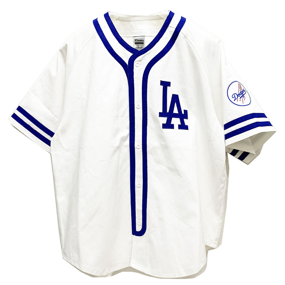 ファナティクス FANATICS ベースボールシャツ MLB LOS ANGELES DODGERS COTTON BASEBALL SHIRT ドジャース ナチュラル/ロイヤルブルー ホワイト 白 WHITE｜mr-vibes｜02
