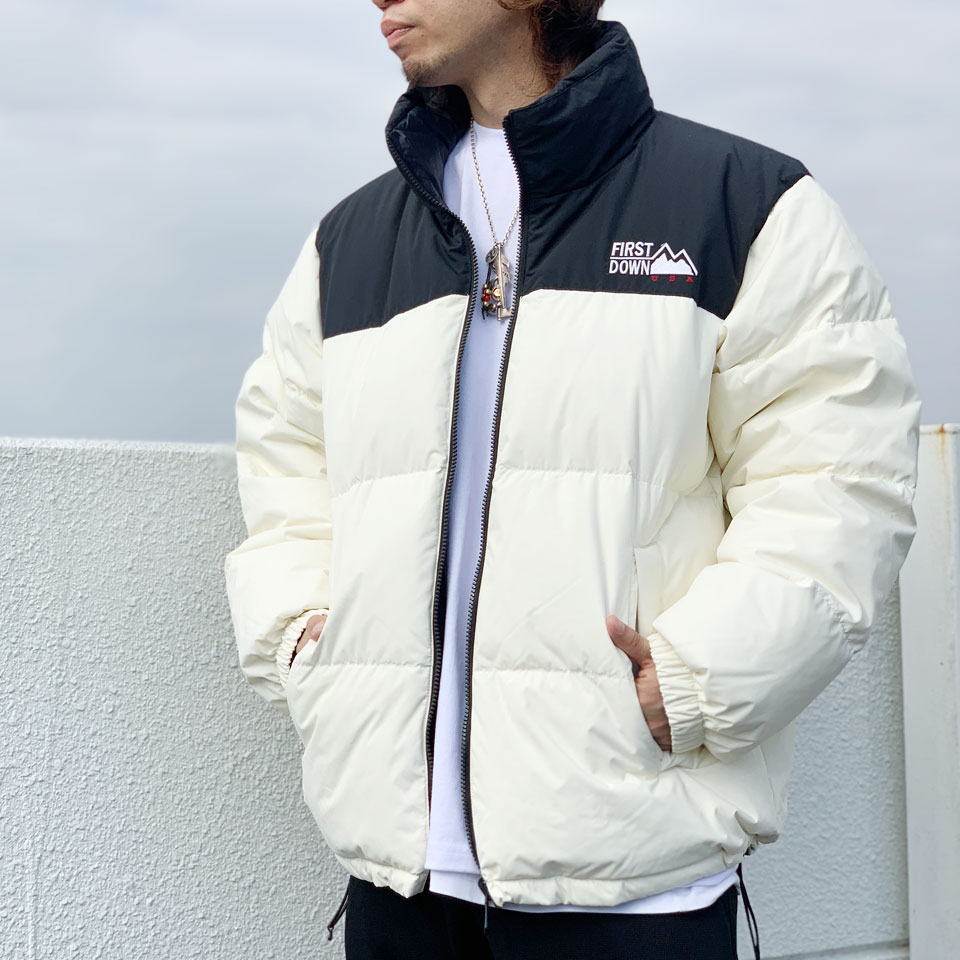 ファーストダウン FIRST DOWN リバーシブル ダウンジャケット REVERSIBLE BUBBLE DOWN JACKET MICROFT  F342500C ホワイト 白 WHITE ブラック 黒 BLACK