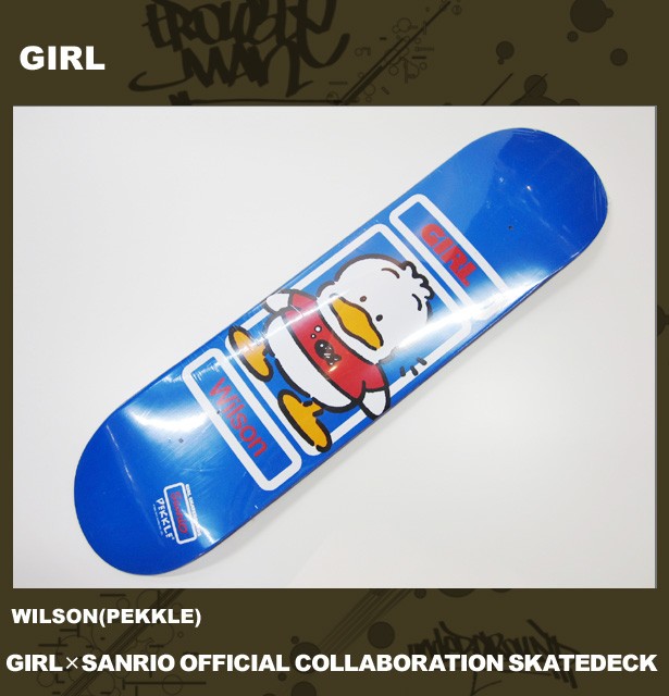 ■GIRL［ガール］ GIRL×SANRIO OFFICIAL COLLABRATION SKATEDECK サンリオ スケート デッキ スケボー  WILSON PEKKLE ペックル コラボ 限定 / ブルー 青