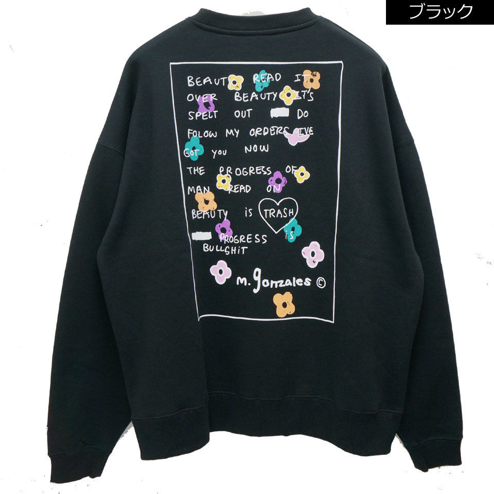 全2色 マークゴンザレス MARK GONZALES スウェット ビッグシルエット FLOWER BIG SWEAT ブラック 黒 パープル