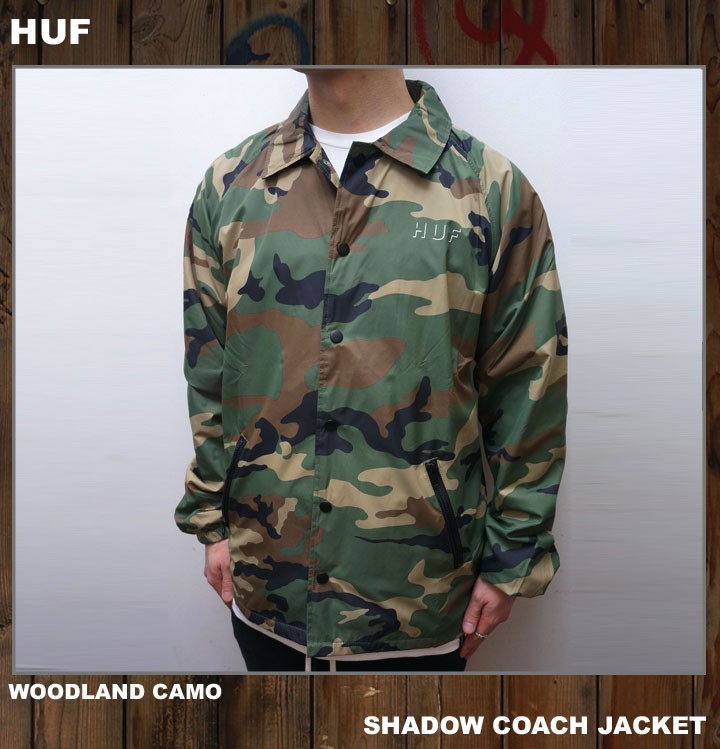 HUF ハフ ナイロンコーチジャケット カモフラージュ スナップ