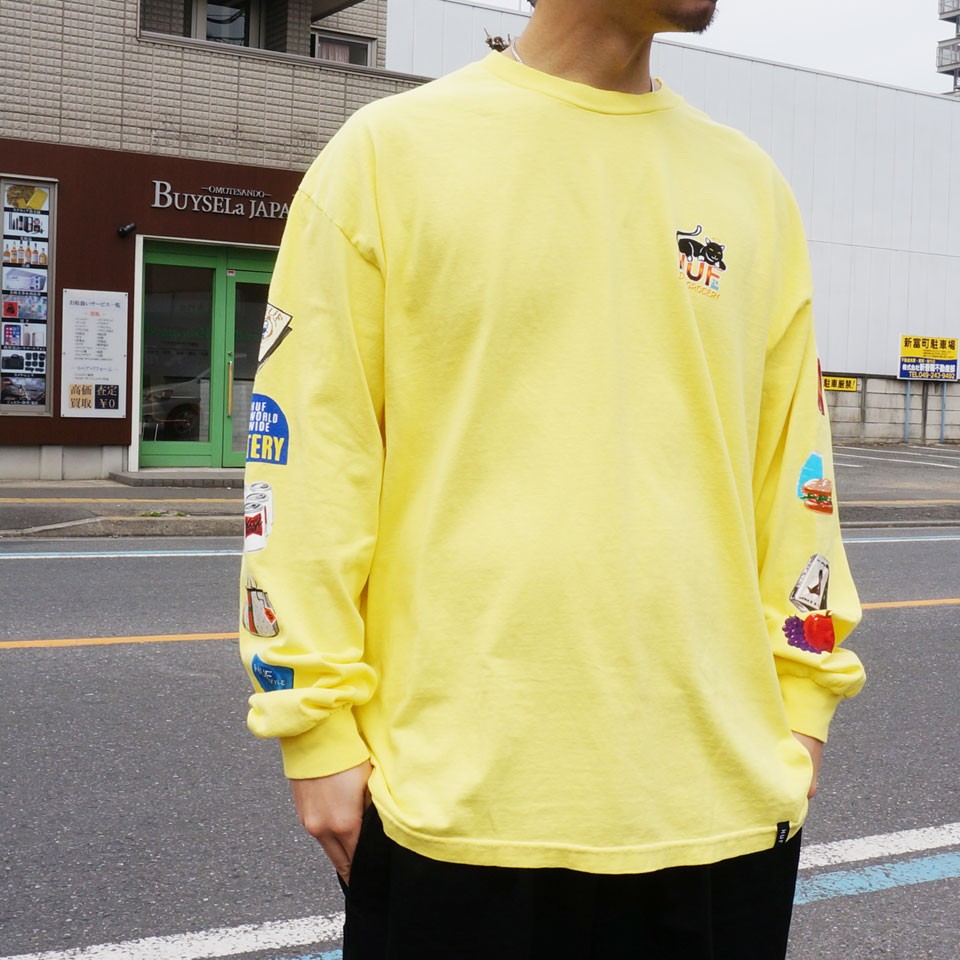HUF（ハフ） ロンT BODEGA L/S Tee Tシャツ 長袖 イエロー AULORA