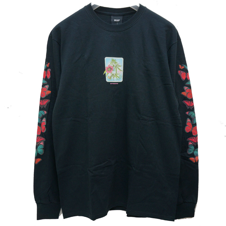 HUF（ハフ） ロンT MONARCH L/S Tee Tシャツ 長袖 ブラック 黒 蝶