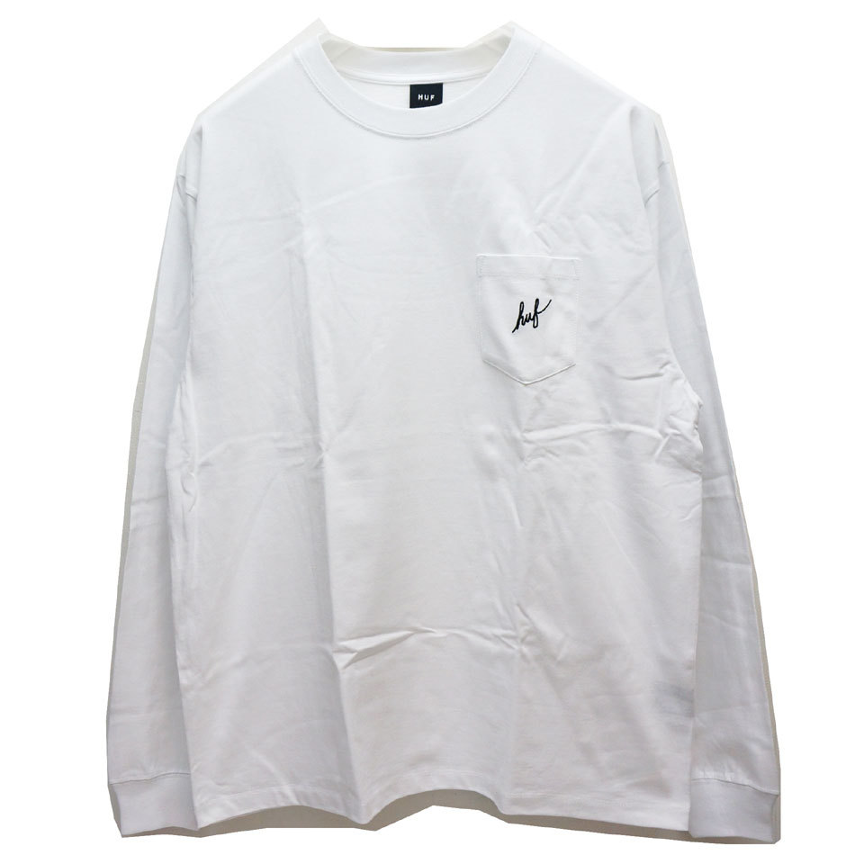 全2色 ハフ HUF ロンT Tシャツ SCRIPT POCKET L/S TEE スクリプトロゴ 