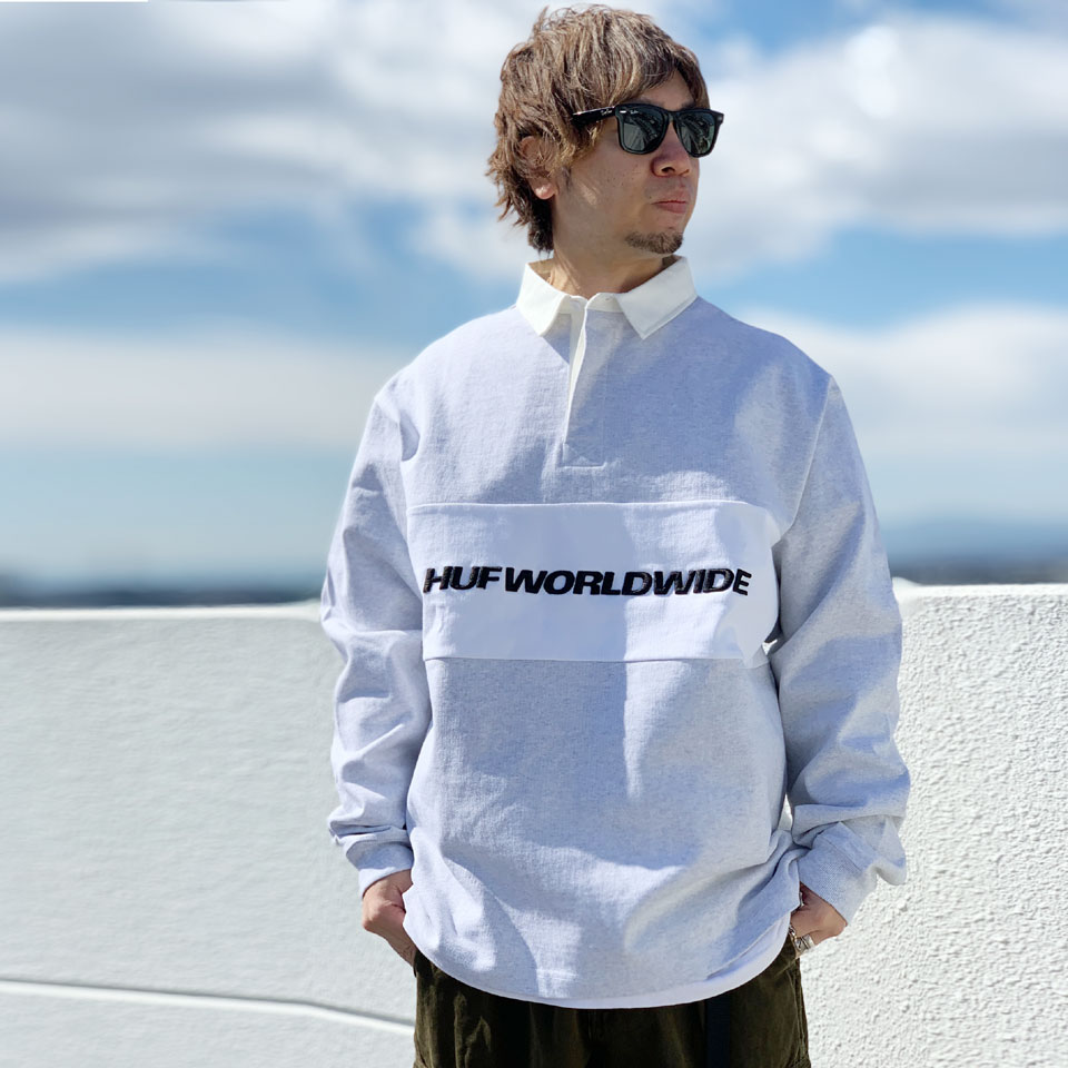 HUF 全2色 ハフ ラガーシャツ ラグビーシャツ WORLDWIDE RUGBY