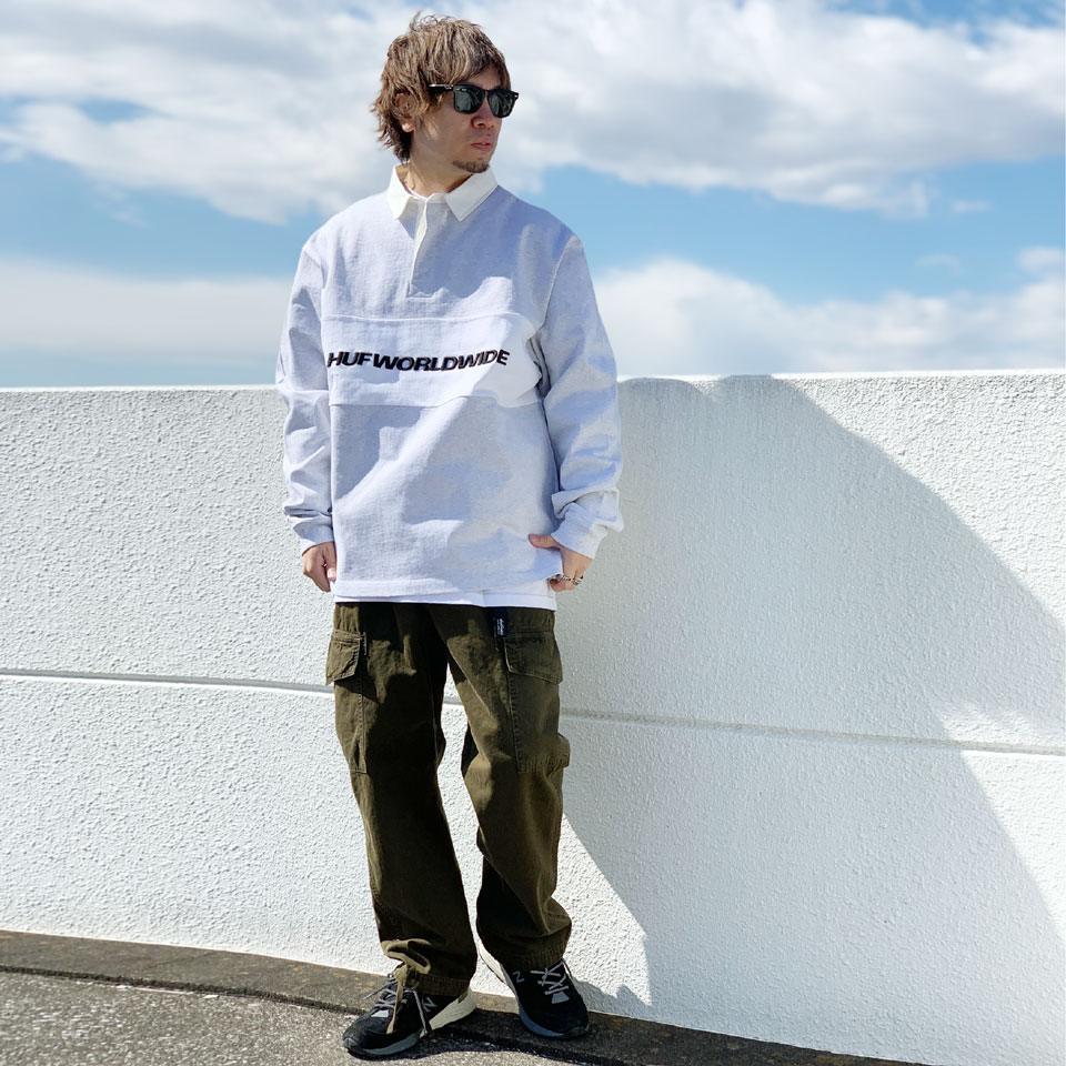 全2色 ハフ HUF ラガーシャツ ラグビーシャツ WORLDWIDE RUGBY SHIRT