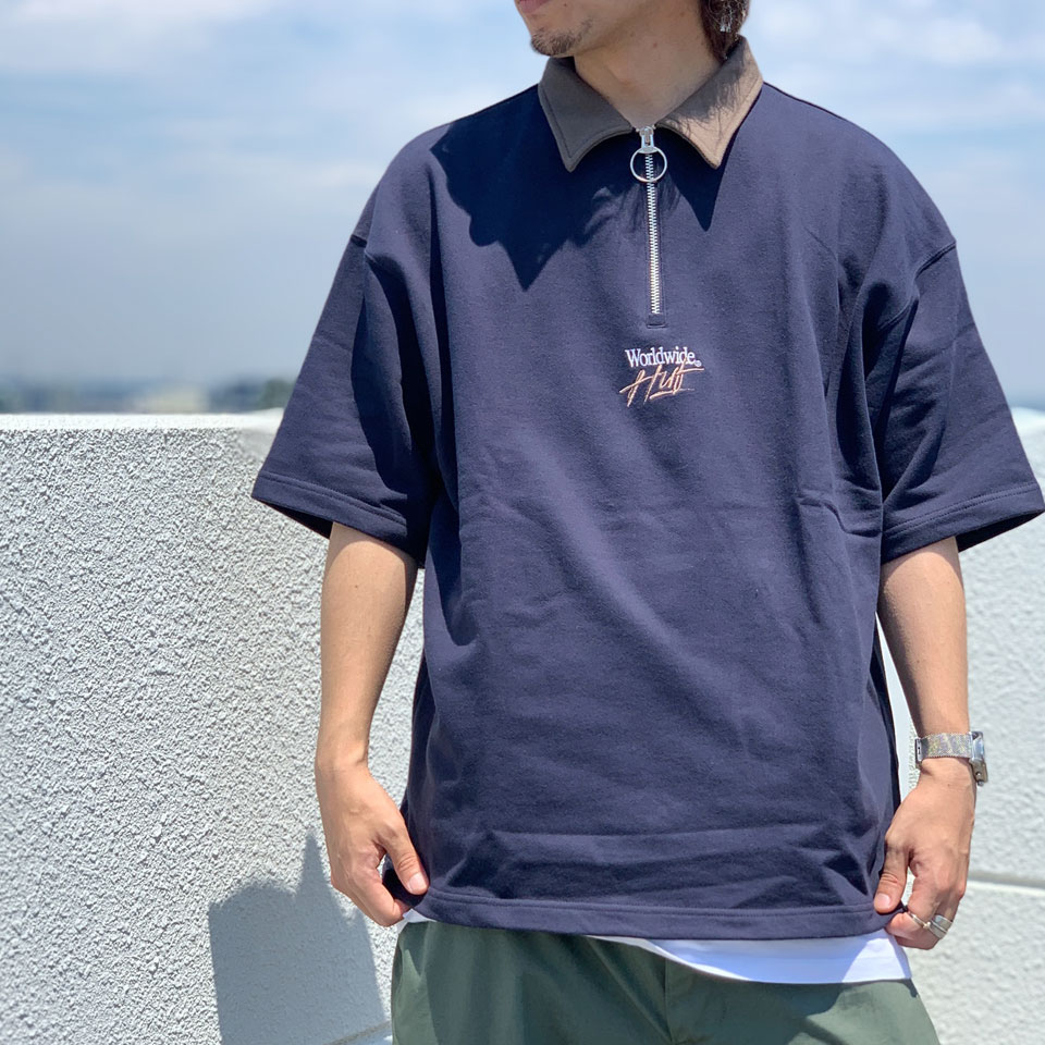 全3色 ハフ HUF ハーフジップポロシャツ HUF HUF OS ZIP POLO 半袖