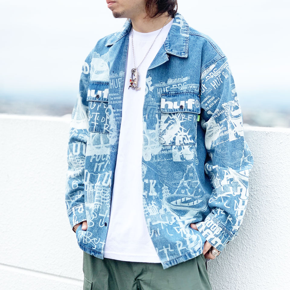 SALE セール ハフ HUF デニムシャツ デニムジャケット TWENTY DENIM OVERSHIRT ライトブルー