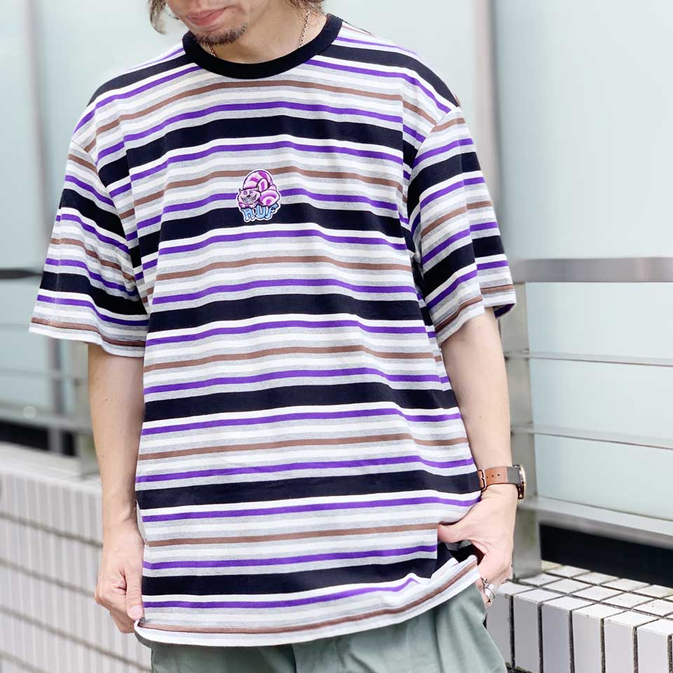 HUF ハフ　ボーダーTシャツ　Lサイズ　半袖Tシャツ HUF ハフ ボーダーTシャツ CHESHIRE STRIPE KNIT TOP 半袖