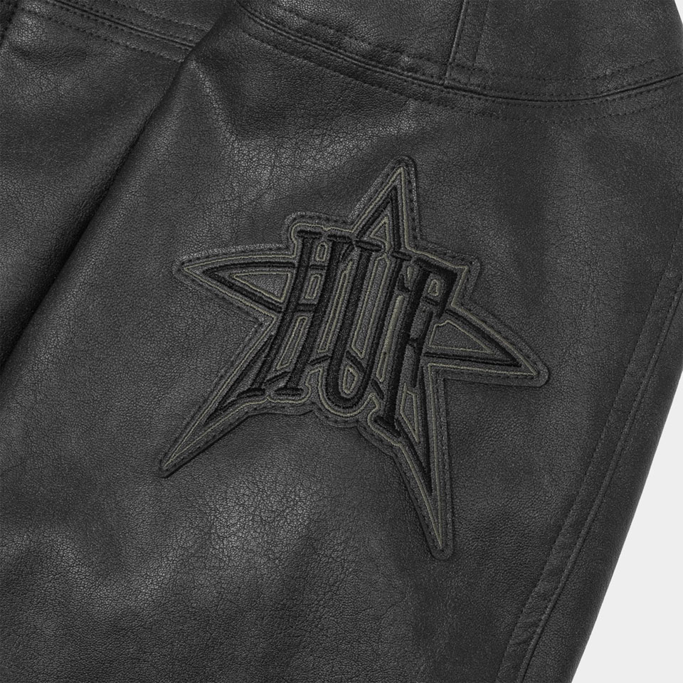 HUF 黒レザージャケット Mサイズ HUF（ハフ） HUF PUレザージャケット ボンバージャケット