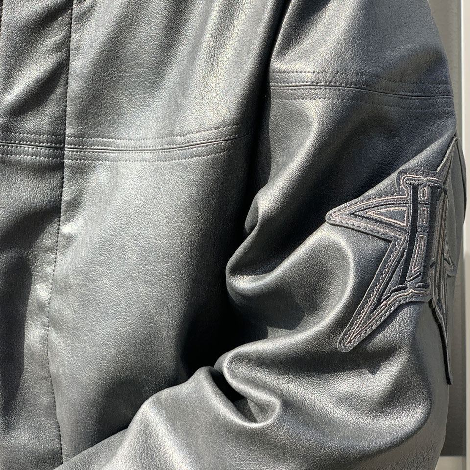 HUF 黒レザージャケット Mサイズ HUF（ハフ） HUF PUレザージャケット ボンバージャケット
