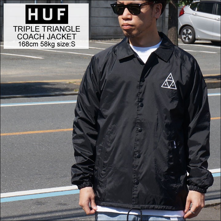 【デカロゴ】ハフ　ＨＵＦ　トライアングルロゴ　コーチジャケット　ブラック　Ｌ☆ hfjk00390-2_2.jpg