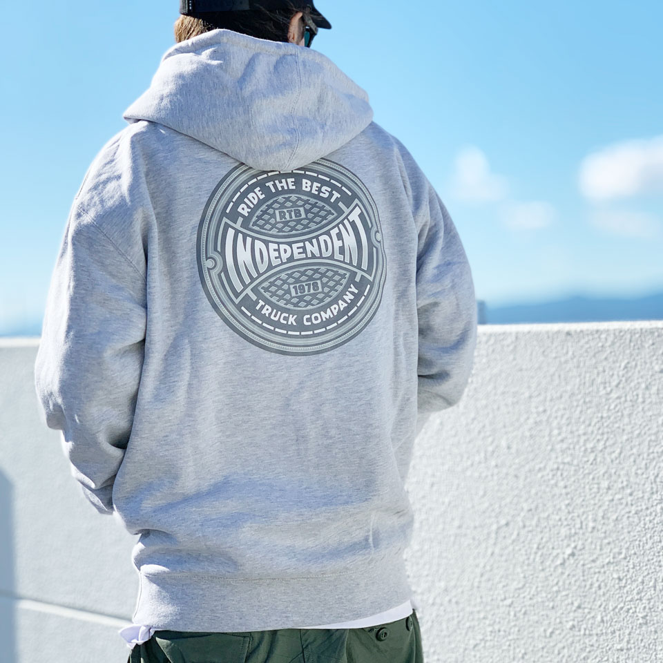 インディペンデントトラックス INDEPENDENT TRUCKS ジップパーカー フーディー PAVEMENT ZIP HOODIE スウェット ヘザーグレー HEATHER GREY 灰色