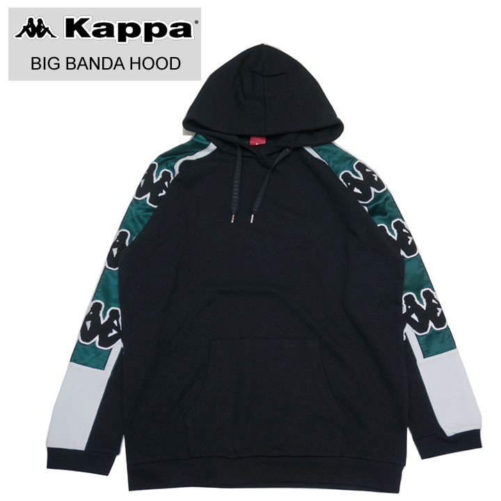 KAPPA カッパ パーカー BIG BANDA SWEAT HOODIE ブラック/グリーン 黒