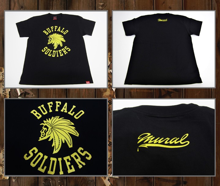 MURAL[ミューラル] BUFFALO SOLDIERS S/S Tee バッファローソルジャー Tシャツ 半袖 メンズ 定番 大きいサイズ /  ブラック/イエロー 黒 YELLOW 黄