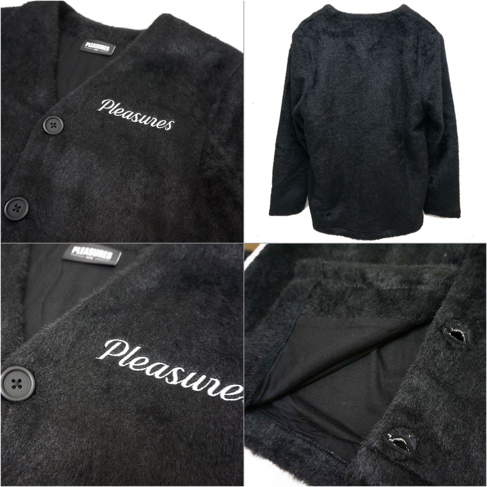 プレジャーズ PLEASURES カーディガン FUZZY CARDIGAN ファー ブラック