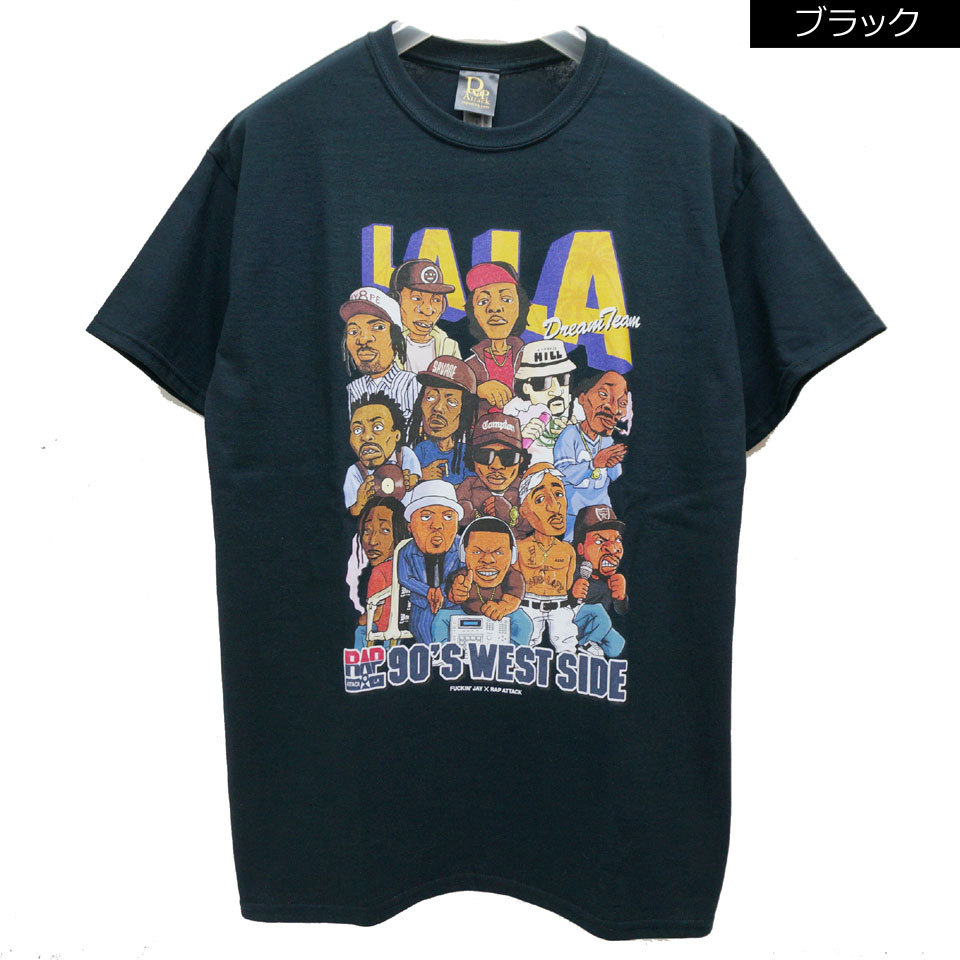 全3色 ラップアタック RAP ATTACK Tシャツ LA LA S/S Tee ロサンゼルス 西海岸 ラップTシャツ ホワイト 白 WHITE ブラック 黒 BLACK パープル 紫｜mr-vibes｜03