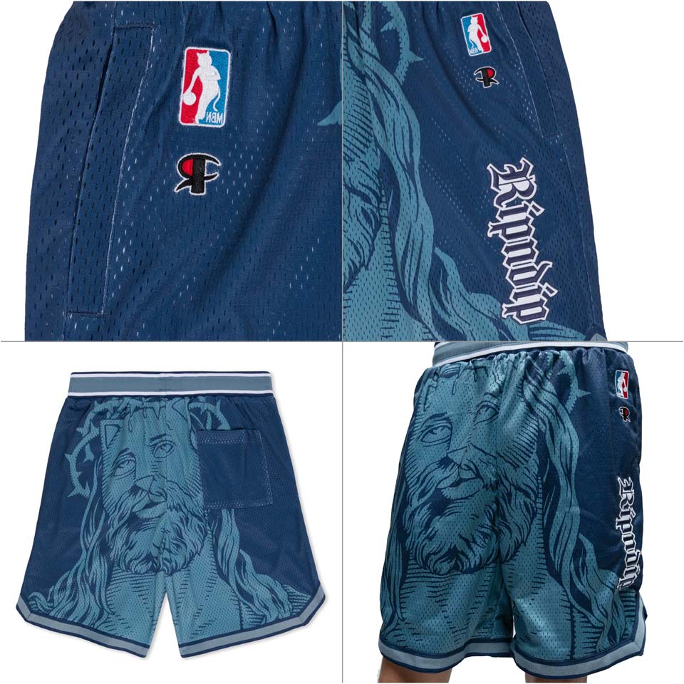 ウェア RIPNDIP BASKETBALL SHORTS RIPNDIP Nikola Black & Blue Basketball Shorts | Zumiez