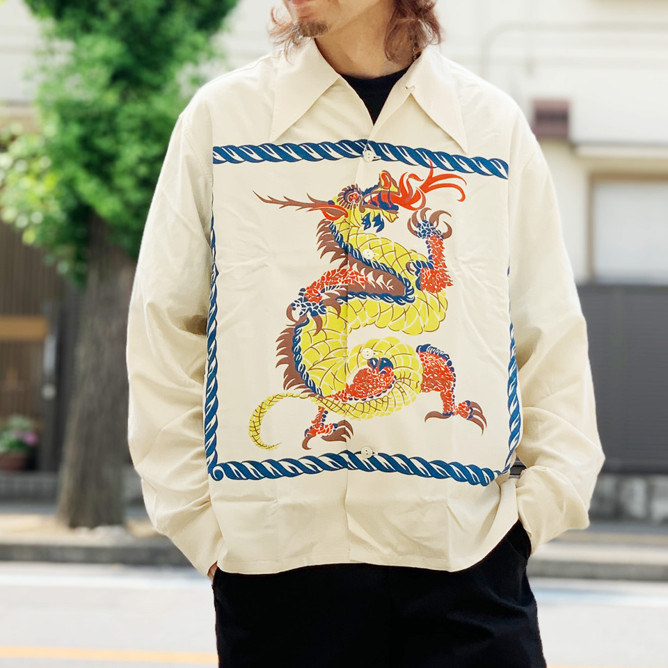 SUN SURF オープンカラー ボーリング シャツ 長袖 オフホワイト M SUN SURF サンサーフ アロハシャツ ハワイアンシャツ SPECIAL