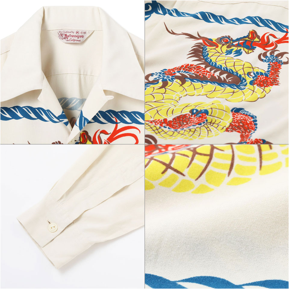 【SUN SURF】 サンサーフ アロハシャツ バックパネル レーヨン 開襟 白 SUN SURF】 サンサーフ アロハシャツ バックパネル レーヨン