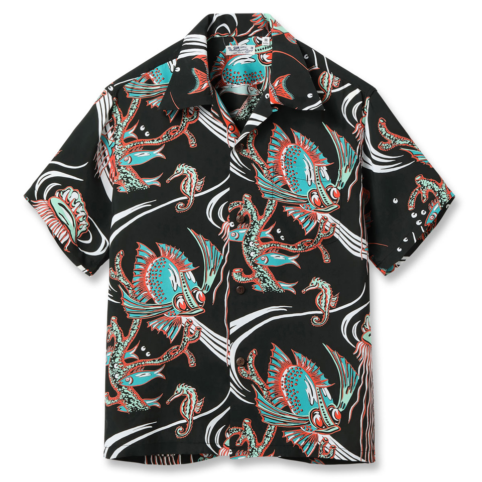 SUN SURF サンサーフ アロハシャツ L フィッングボート 魚 黒 m18945129885_1.jpg?1744531123