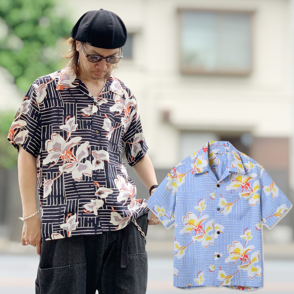 SUN SURF 長袖シャツ レーヨン アロハシャツ ネイビー ビンテージシャツ SUN SURF 全2色 サンサーフ アロハシャツ ハワイアンシャツ RAYON