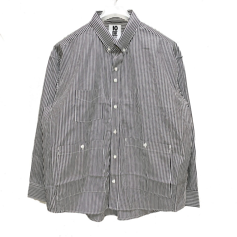 TENBOX 10匣 テンボックス 長袖シャツ Pocket B.D SHIRT ブラック/ホワイト...