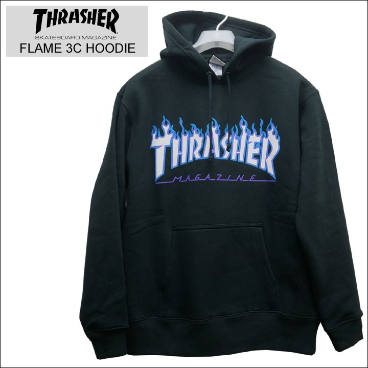 THRASHER（スラッシャー） パーカー FLAME LOGO 3C HOODIE ブラック 黒