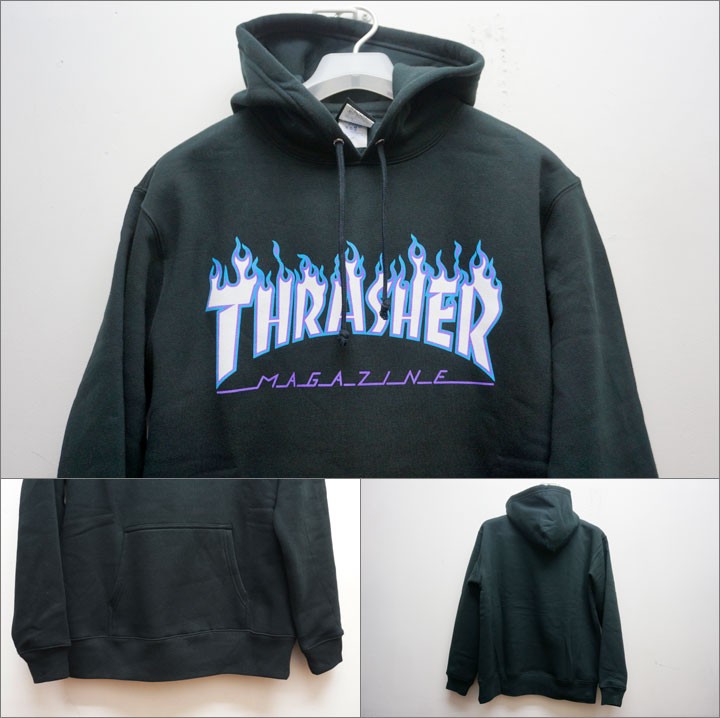 THRASHER（スラッシャー） パーカー FLAME LOGO 3C HOODIE ブラック 黒 