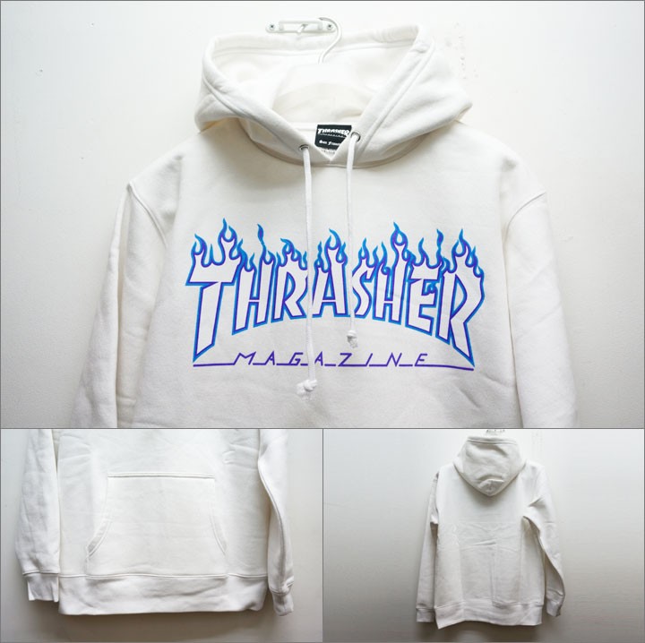 THRASHER スラッシャー パーカー FLAME LOGO 3C HOODIE ホワイト