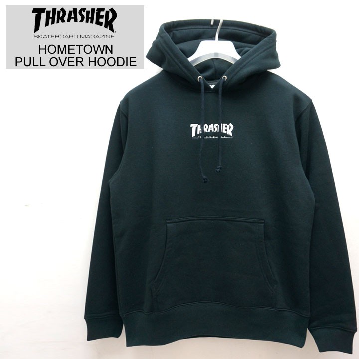 THRASHER（スラッシャー） パーカー HOMETOWN P/O HOOD ブラック 黒