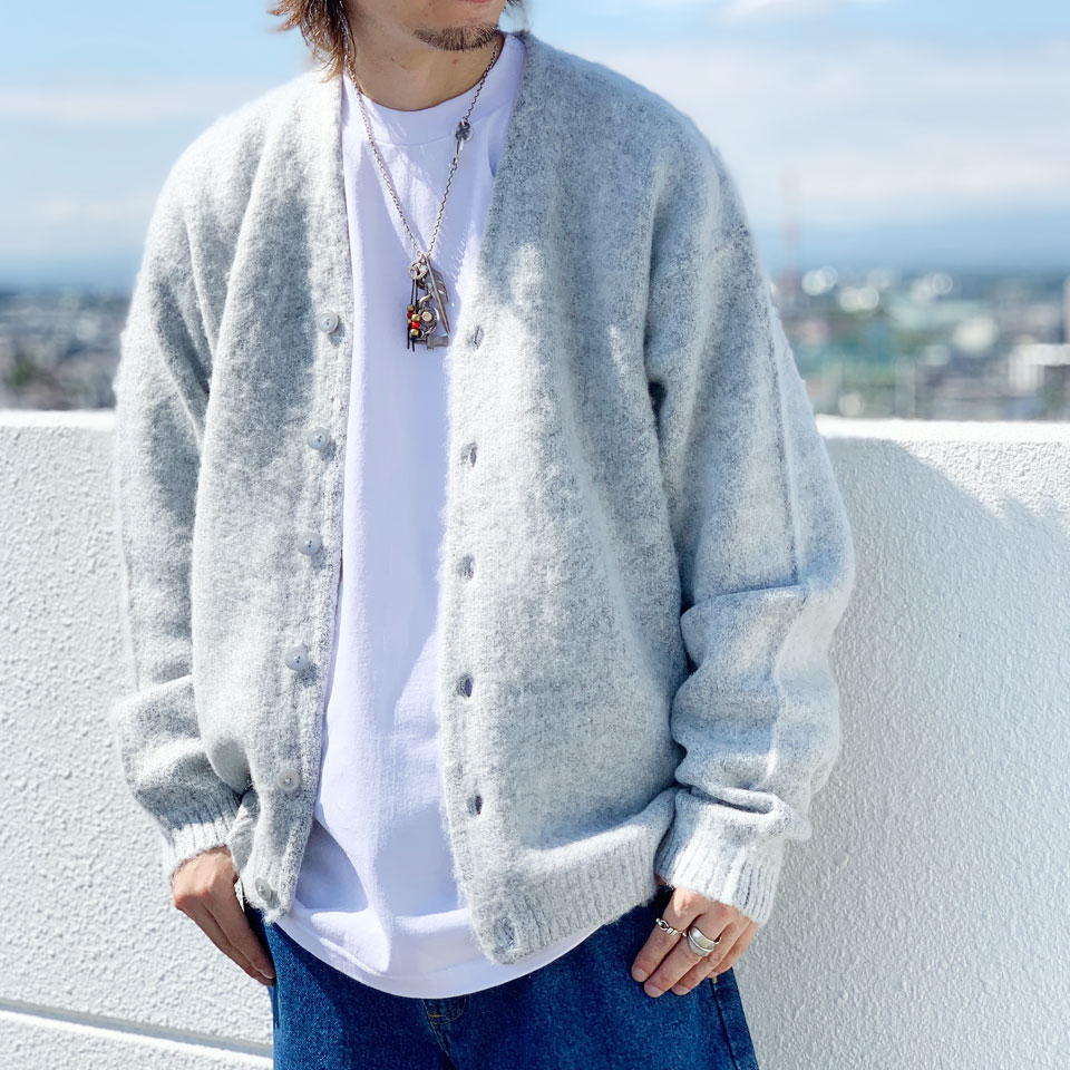 タウンクラフト TOWNCRAFT シャギーカーディガン SOLID SHAGGY CARDIGAN モヘア アッシュグレー ASH GREY 灰色