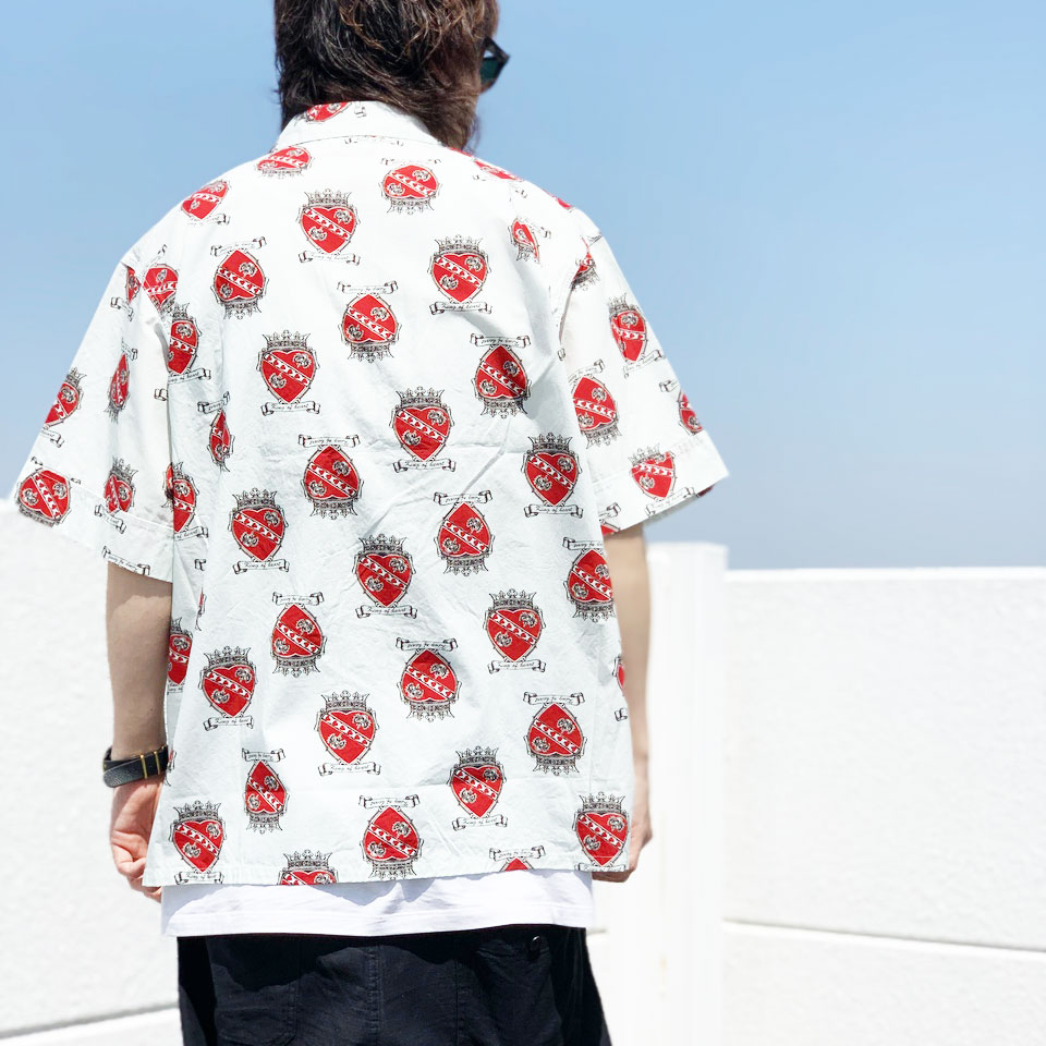 タウンクラフト TOWNCRAFT パジャマシャツ HEART PRINTED PAJAMA SHIRT 半袖シャツ 総柄シャツ カートコバーン  KURT COBAIN ホワイト 白 WHITE