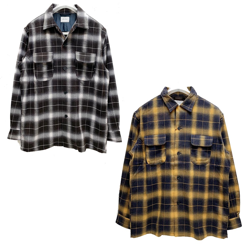 全2色 タウンクラフト TOWNCRAFT オンブレチェックシャツ ネルシャツ OMBRE W-FLAP 50S SHIRTS ブラック マスタード  BLACK MUSTARD 黒