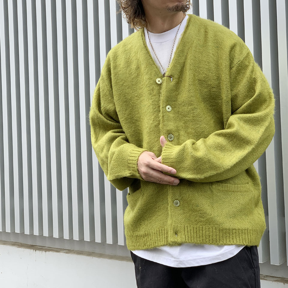 全3色 タウンクラフト TOWNCRAFT シャギーカーディガン SOLID SHAGGY CARDIGAN モヘア ブラック グリーン マスタード  黒 緑 黄色 BLACK GREEN MUSTARD