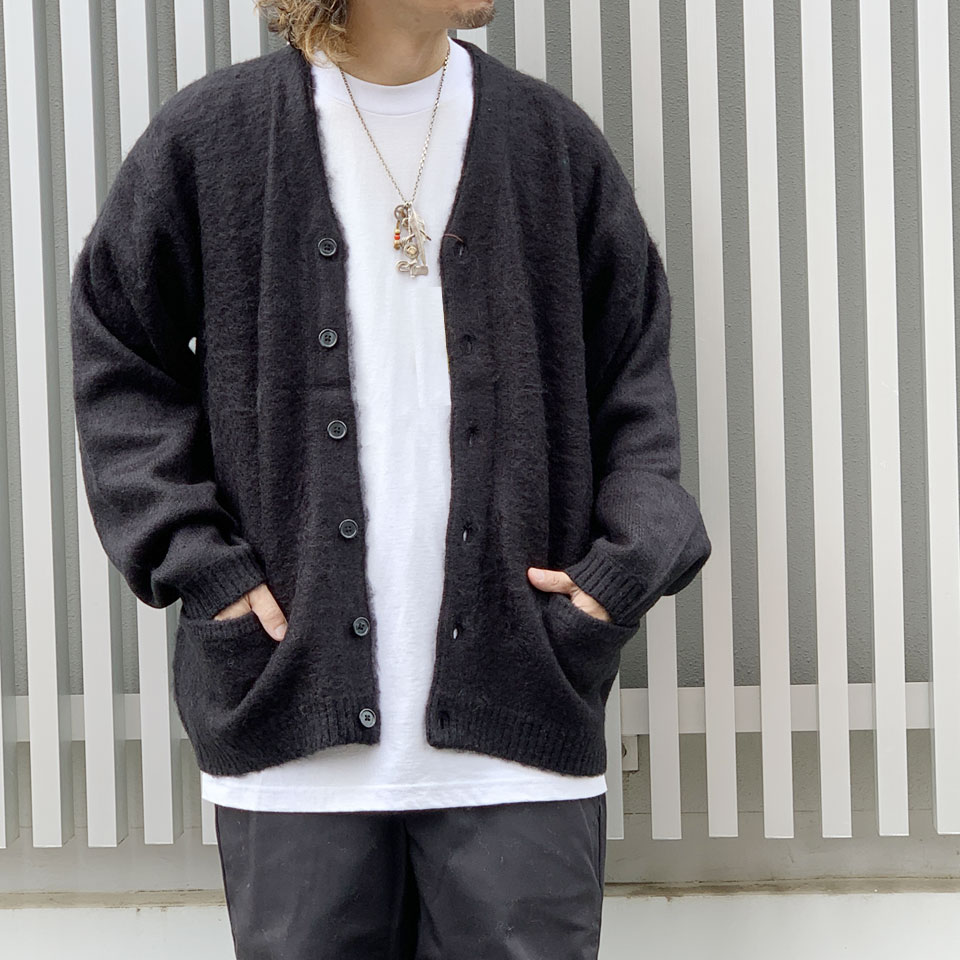 全3色 タウンクラフト TOWNCRAFT シャギーカーディガン SOLID SHAGGY CARDIGAN モヘア ブラック グリーン マスタード  黒 緑 黄色 BLACK GREEN MUSTARD