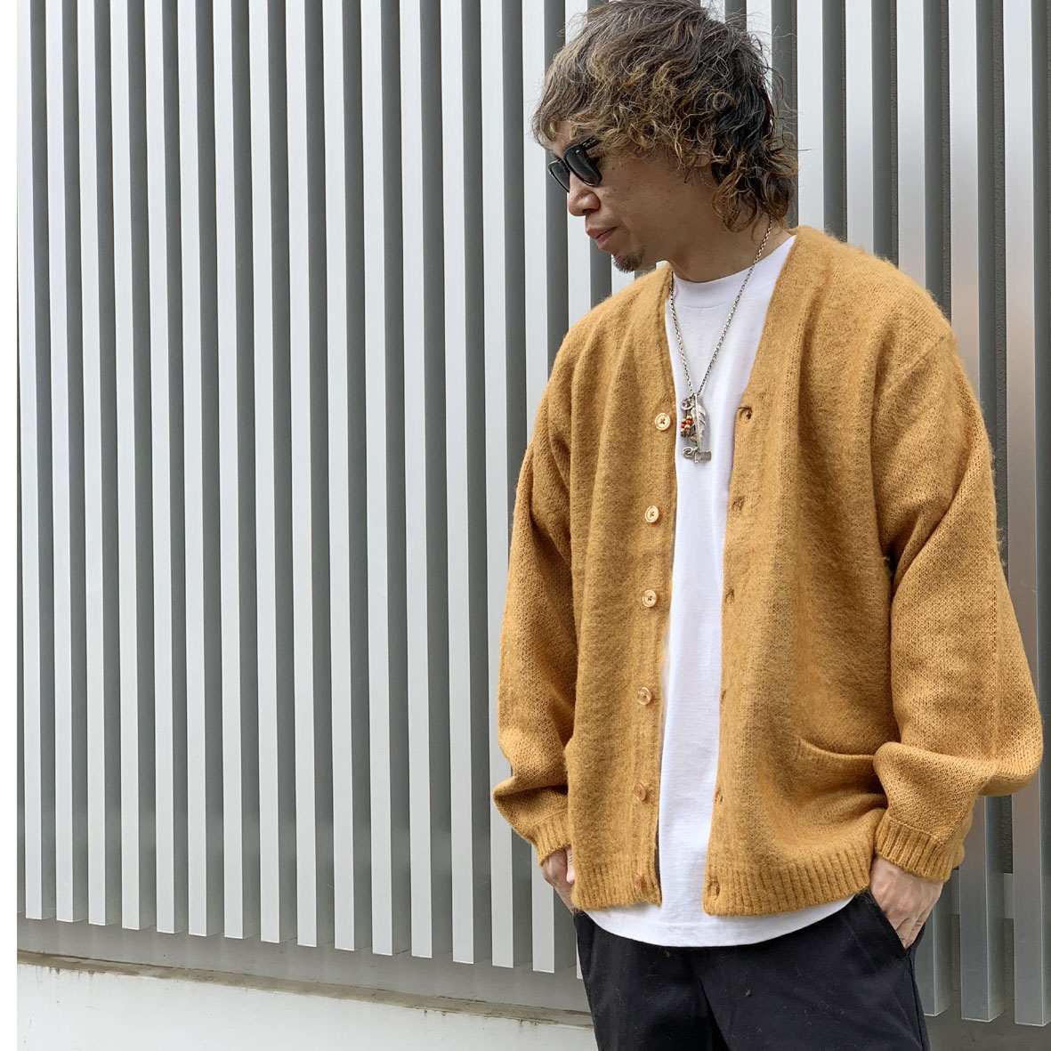 全3色 タウンクラフト TOWNCRAFT シャギーカーディガン SOLID SHAGGY CARDIGAN モヘア ブラック グリーン マスタード  黒 緑 黄色 BLACK GREEN MUSTARD